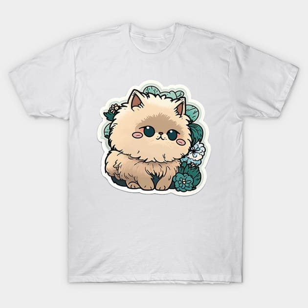 Elegant Persian Cat Sticker for Cat Lovers T-Shirt by cptpuggles